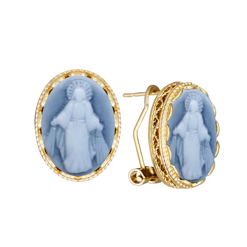 Gold-Tone Cameo Earrings