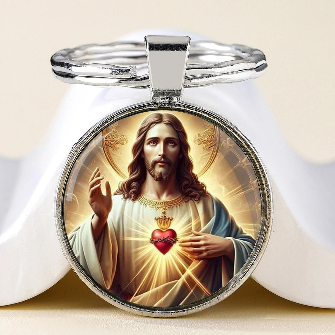 Llavero con medallón del Sagrado Corazón de Jesús