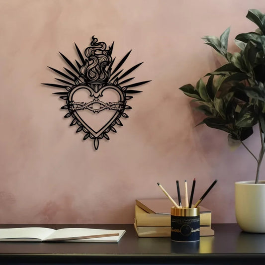 Arte mural metálico del Sagrado Corazón
