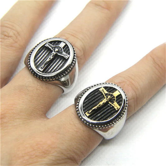 Anillo de la Cruz de Jesús para hombre