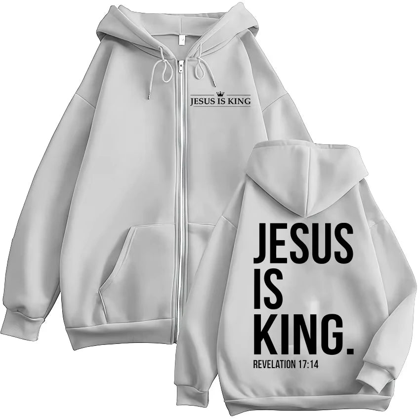 Jesus Is King Christian Verse Zip Hoodie