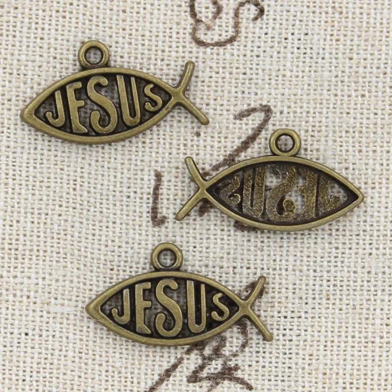 Jesus-Fisch-Anhänger – Antiksilber- & Bronzefarbenes Schmuckzubehör