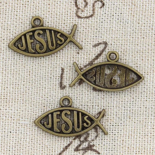 Pingentes de peixe de Jesus – Acessórios de joalheria em prata antiga e bronze
