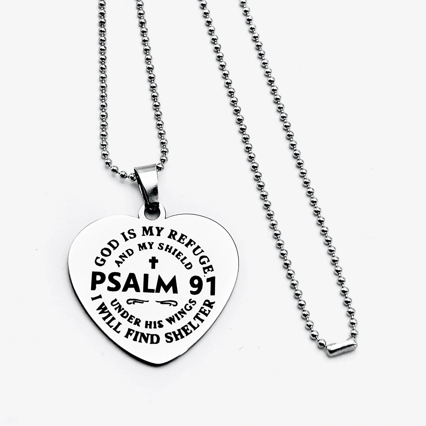 Psalm 91 Heart Pendant Necklace