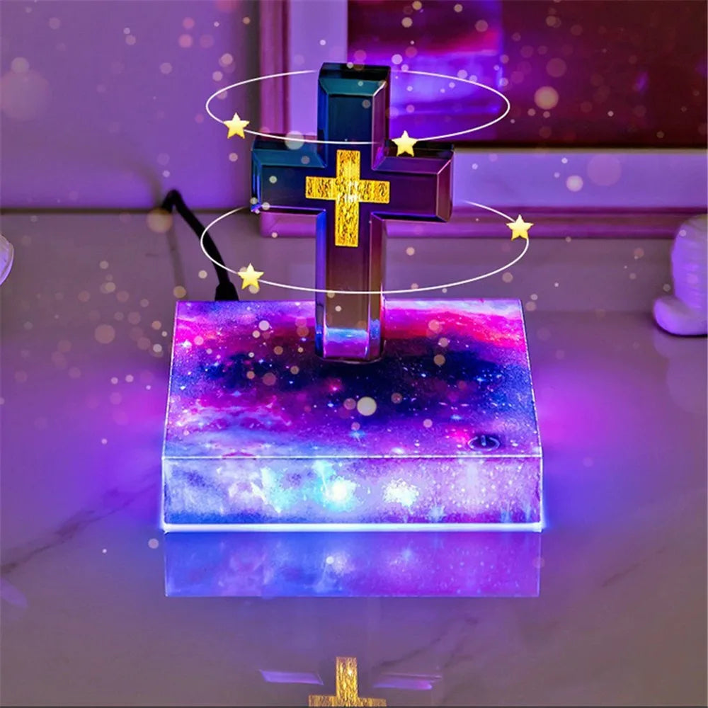 LED Illuminated Bible with Cross Night Light