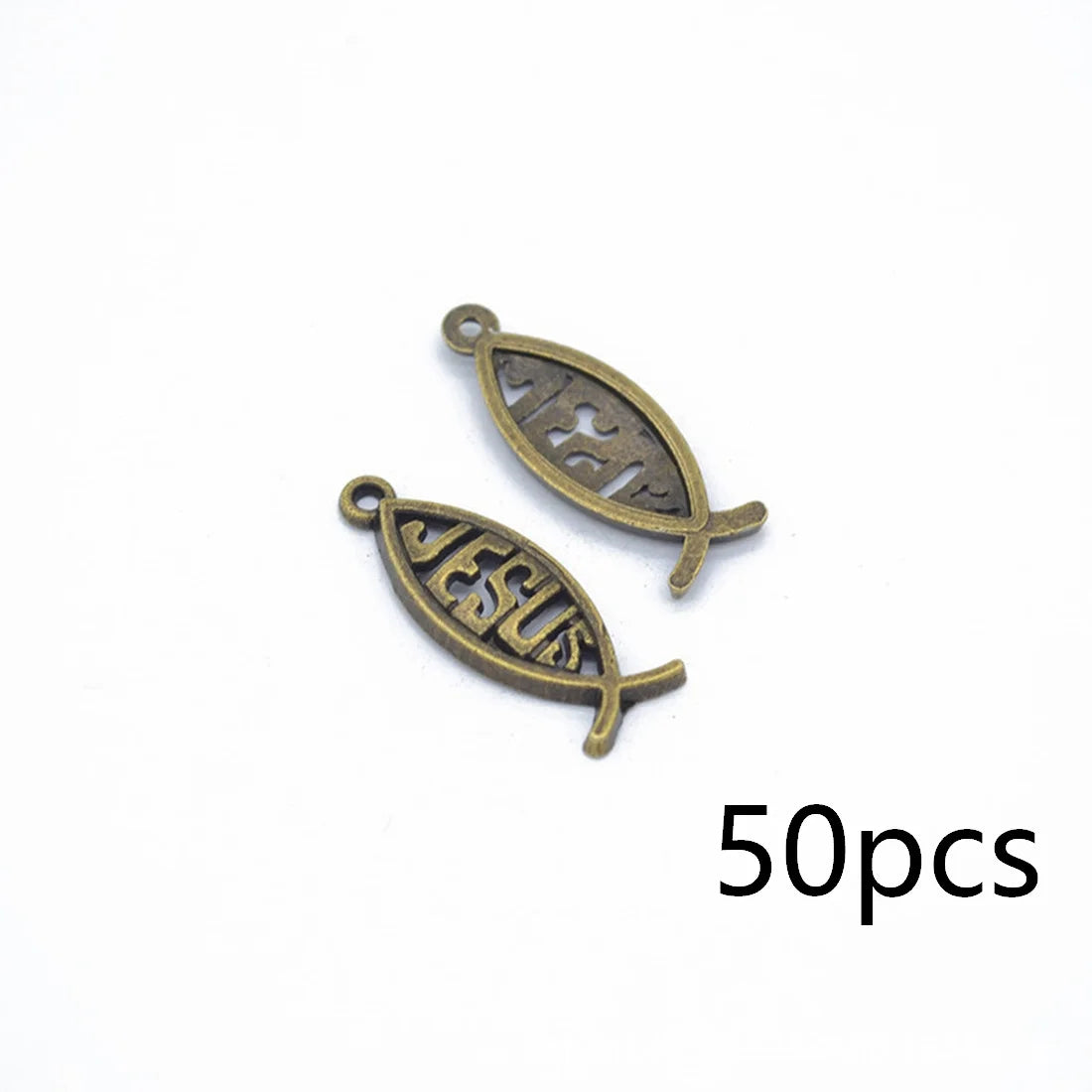 Jesus-Fisch-Anhänger – Vintage-Set zur Schmuckherstellung, 50-teilig