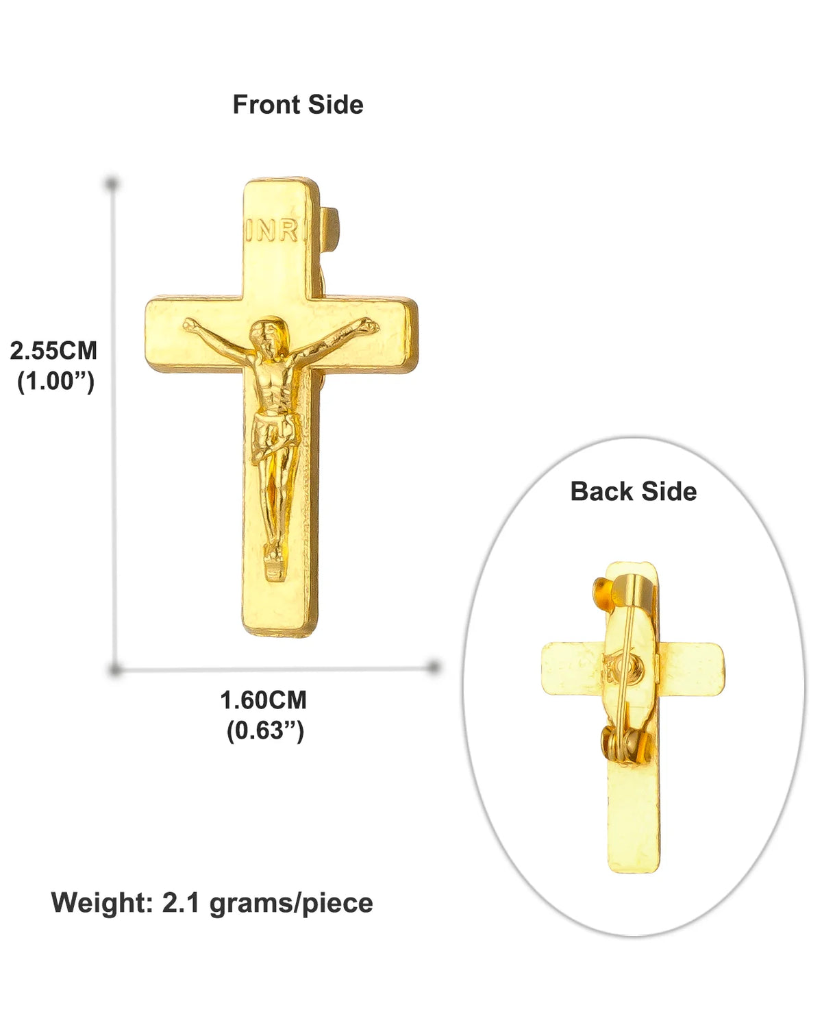 Kruzifix-Brosche – christliche INRI-Kreuz-Anstecknadel