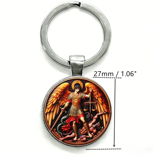 Llavero del arcángel san Miguel con cruz