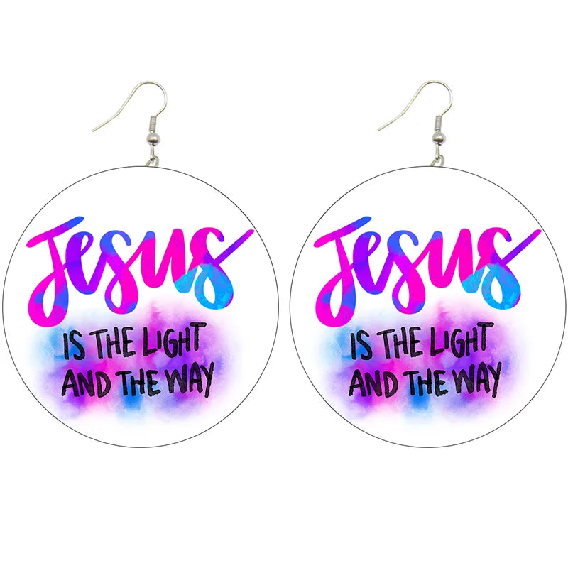Jesus Wooden Earrings