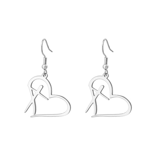 Cross Heart Drop Earrings