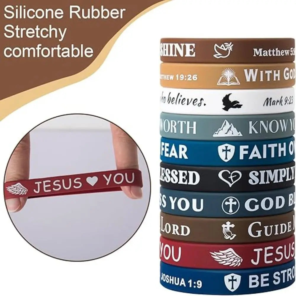 Armbänder mit Bibelversen – Christliches Silikon-Set mit 10 Teilen