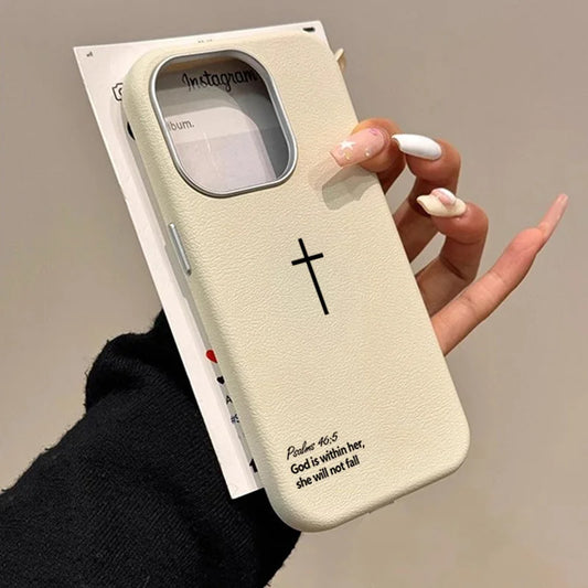 Funda para teléfono con cruz y versículo bíblico