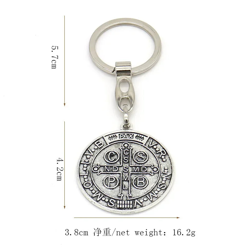 Catholic Saint Benedict Medallion Keychain
