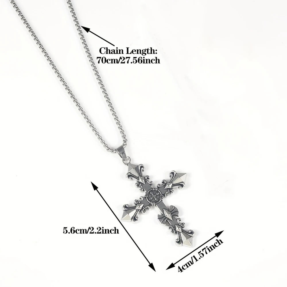 1. Collana di alta qualità con croce in acciaio al titanio, anti-scolorimento, catena con ciondolo hip-hop da uomo, imponente e alla moda, nuovo modello elegante da uomo e donna