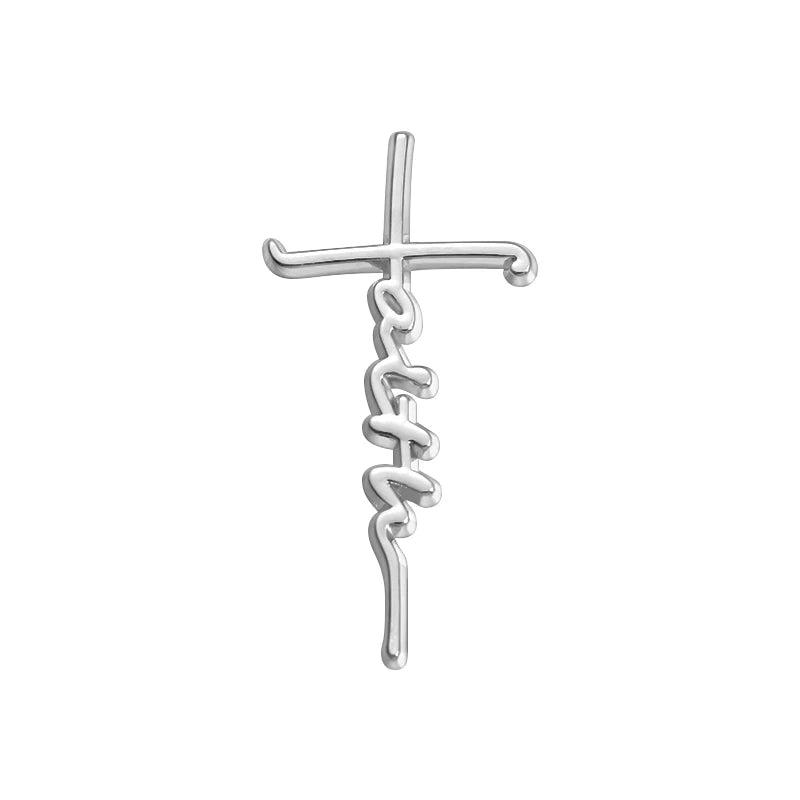 Broche de fe cristiana en cuatro diseños color plata