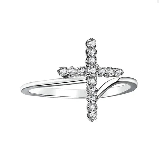Anello con croce scintillante