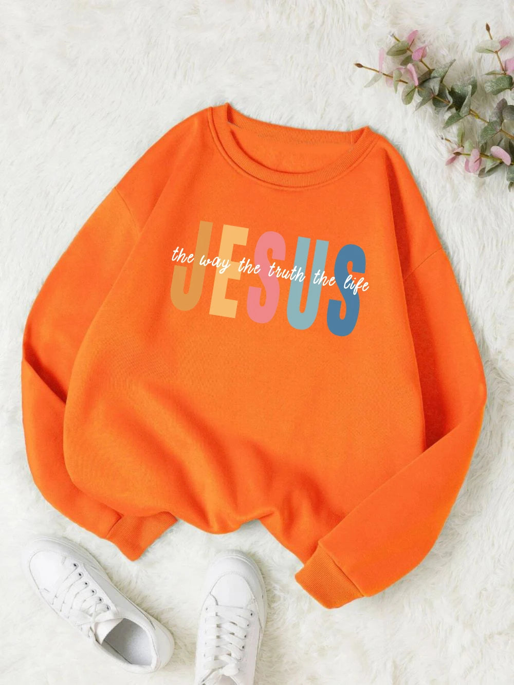 Jesus Color Letter Print Sweatshirt