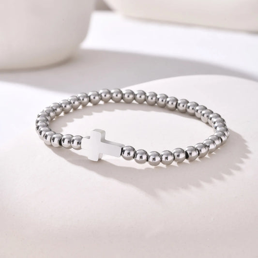 Elegant Beaded Cross Devotional Bracelet