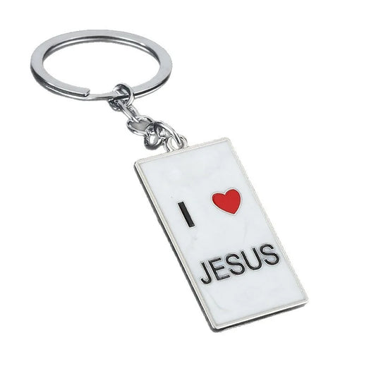 I ♥ JESUS" Metal Keyring