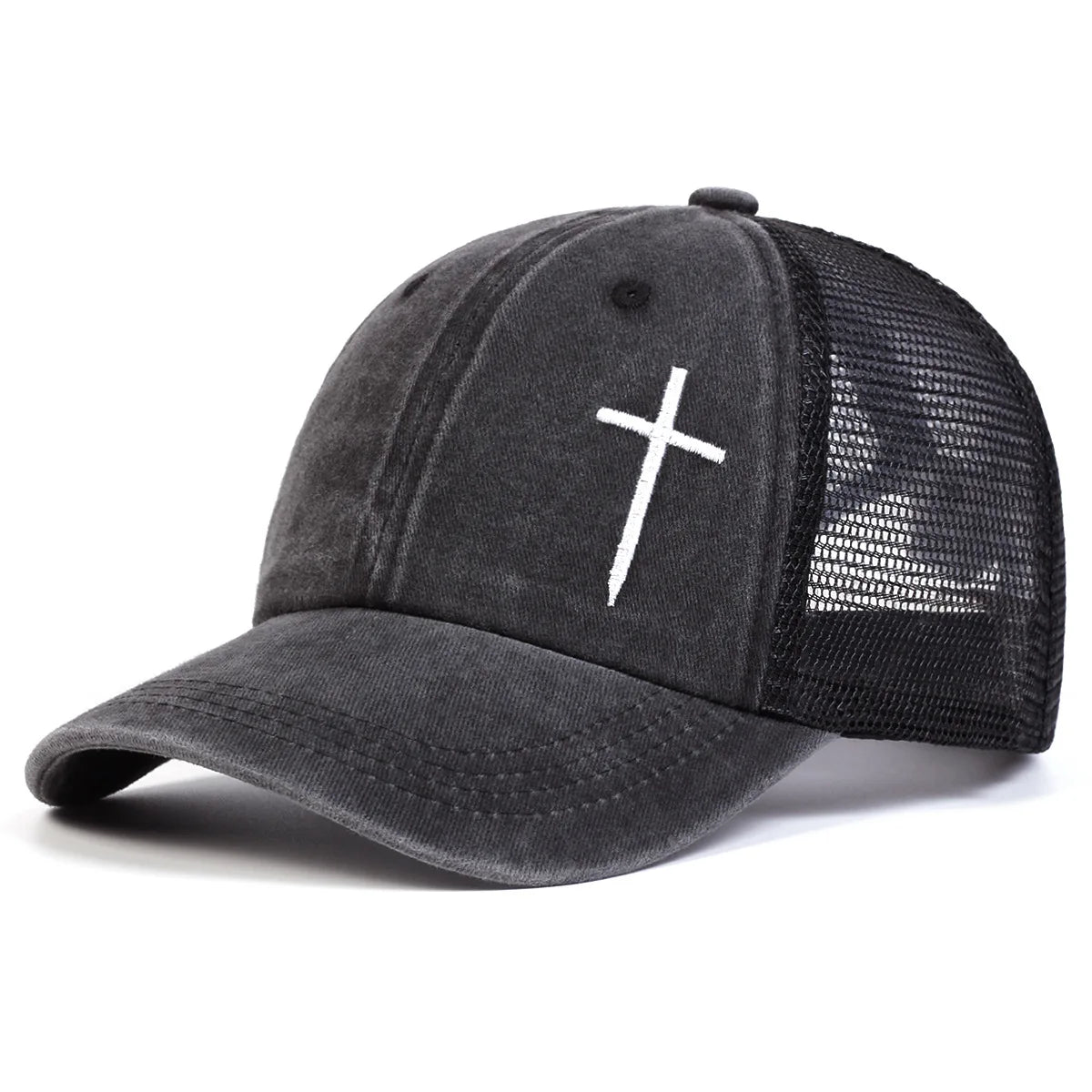 Distressed Cross Trucker Cap
