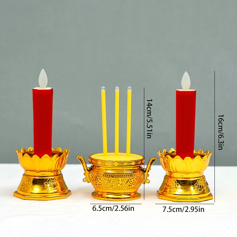Juego de velas cónicas LED con soporte