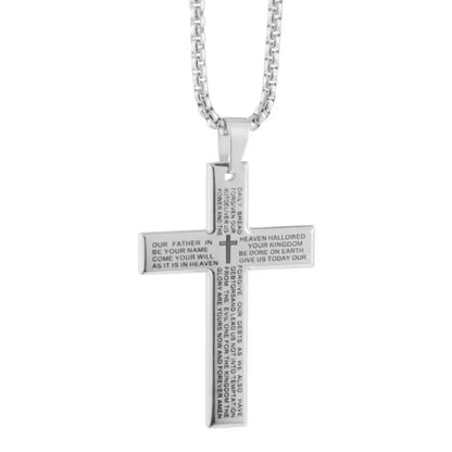 Stainless Steel Cross Pendant Necklace - 60cm Faith Jewelry