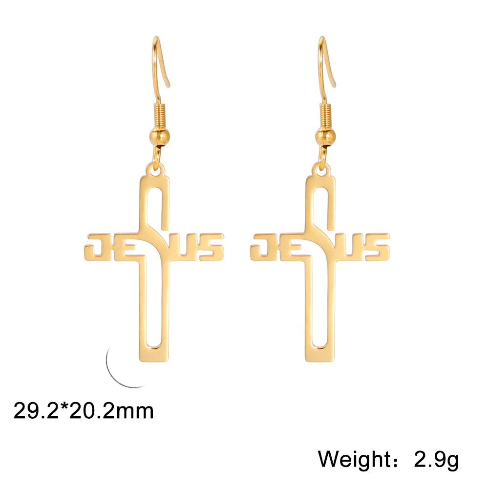 Jesus Name Cross Earrings