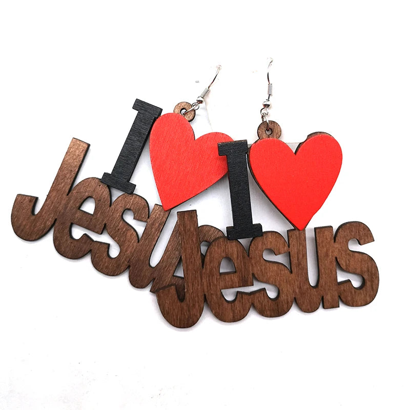 I love Jesus Wooden Earrings