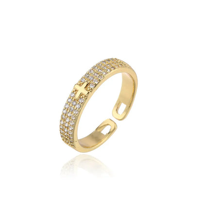 Verstellbarer Kreuzring – funkelnder christlicher Schmuck