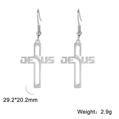 Jesus Name Cross Earrings