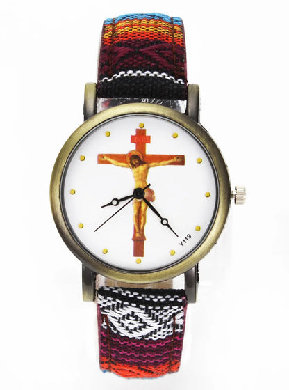 Crucifixion Woven Band Watch