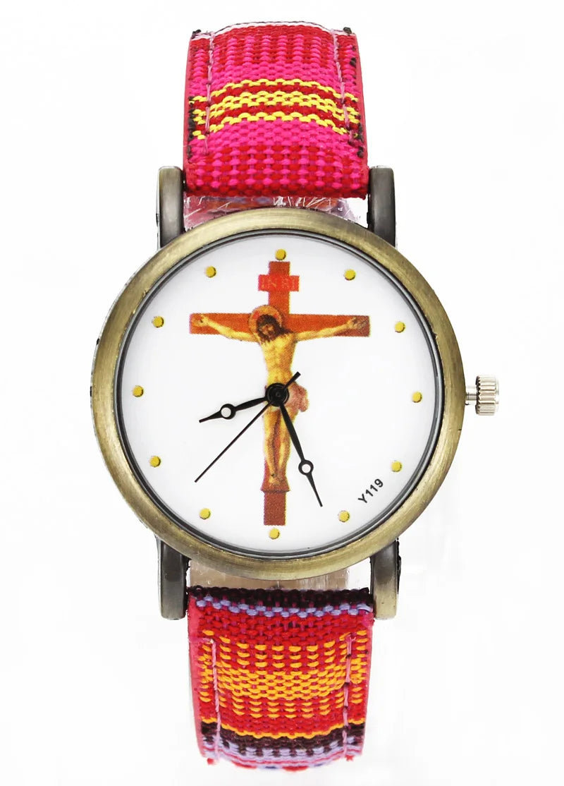 Crucifixion Woven Band Watch