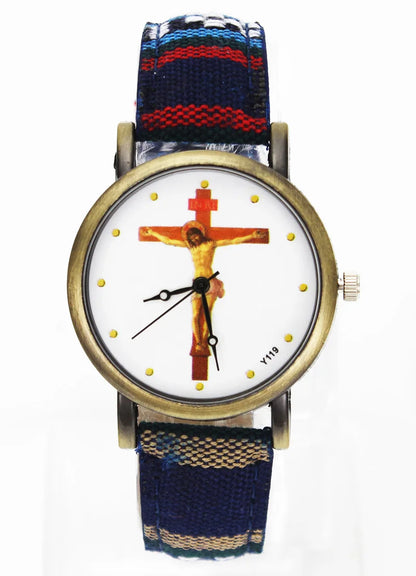Crucifixion Woven Band Watch