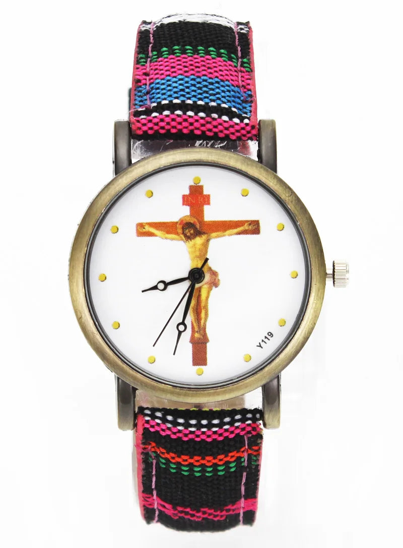 Crucifixion Woven Band Watch