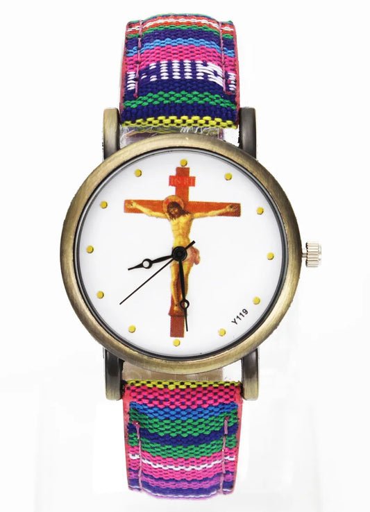 Crucifixion Woven Band Watch