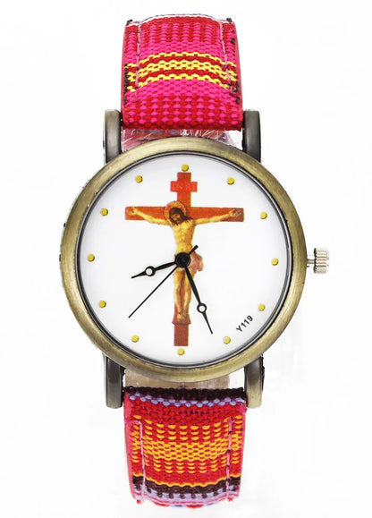 Crucifixion Woven Band Watch