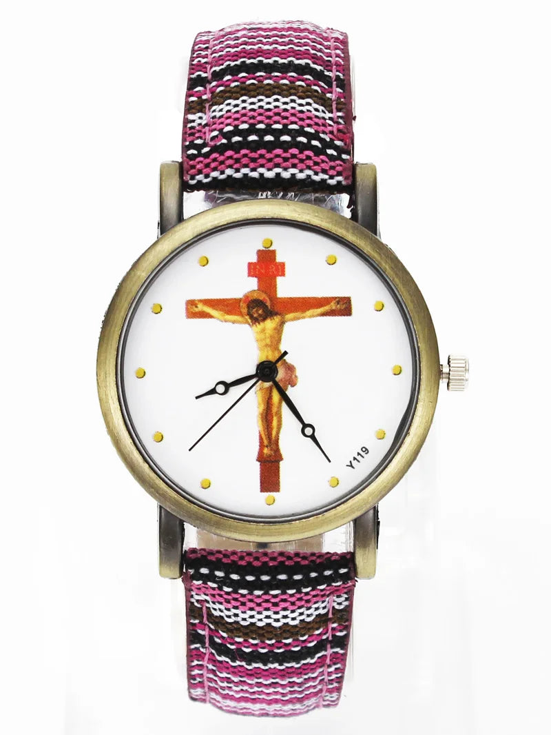 Crucifixion Woven Band Watch