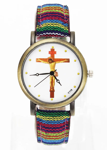 Crucifixion Woven Band Watch