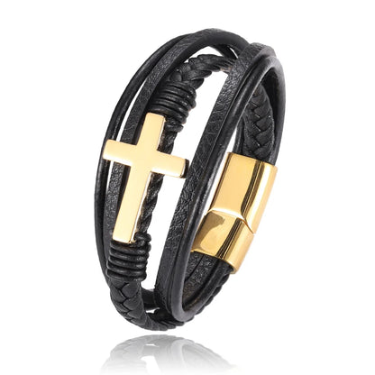 Bold Multi-Layered Cross Magnetic Bracelet