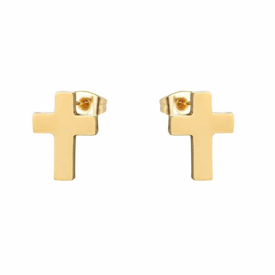 Jesus Script & Classic Cross Stud Earring