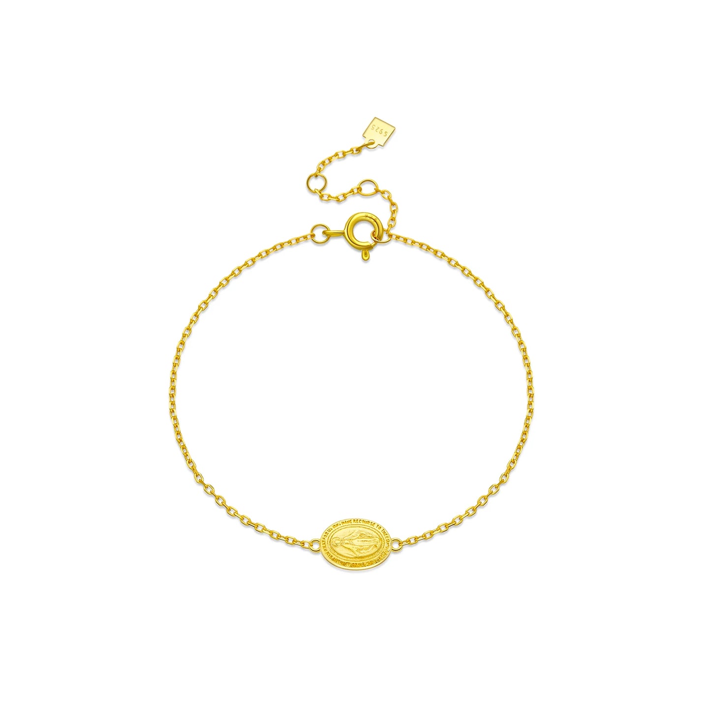 Pulseira de corrente com pingente da Virgem Maria