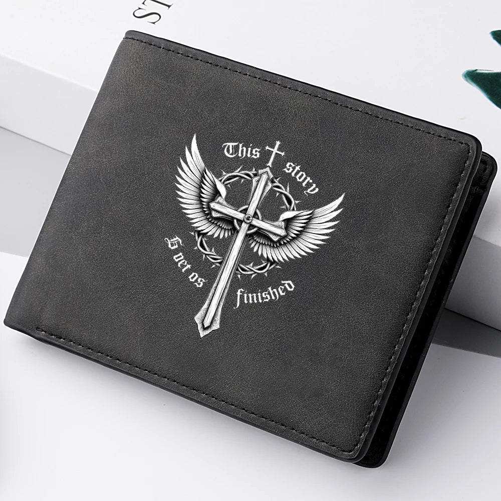Portofel creștin pentru bărbați – model compact bifold din PU