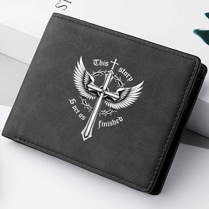 Portofel creștin pentru bărbați – model compact bifold din PU