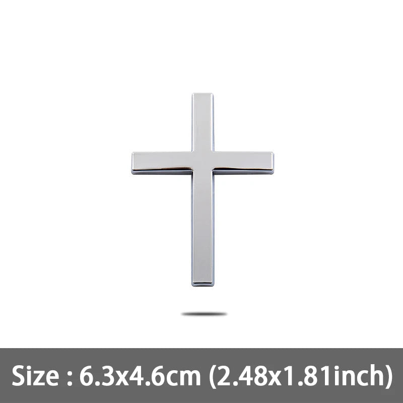Emblema de caminhão traseiro de metal com cruz cristã