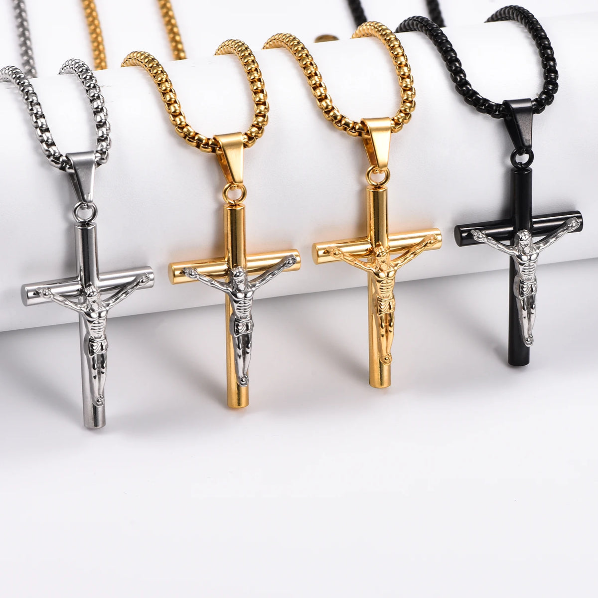 Stainless Steel Crucifix Necklace with 50 cm Chain