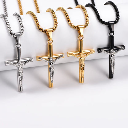 Stainless Steel Crucifix Necklace with 50 cm Chain