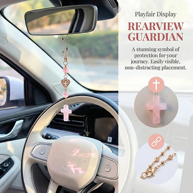 Christian Crystal Cross Car Mirror Pendant
