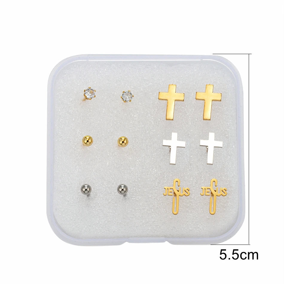 Multi-Piece Religious Stud Earring Set