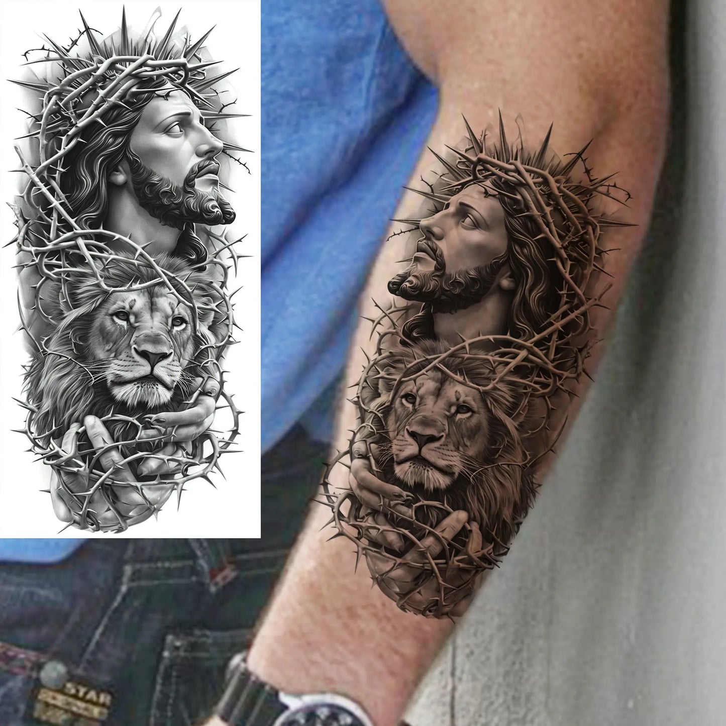 Jesus Fake Tattoo Sleeve Sticker 