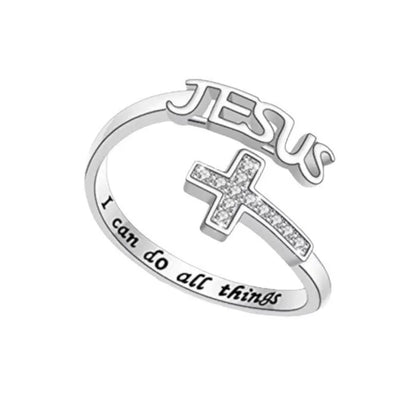 Open-Band Jesus Cross Ring